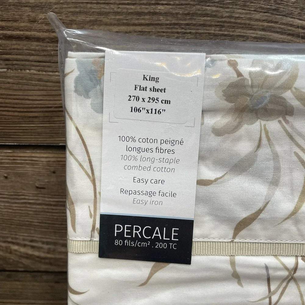 Anne De Solene Joli Jour King Flat Floral Sheet 100% Cotton Liberty Fabric NWT